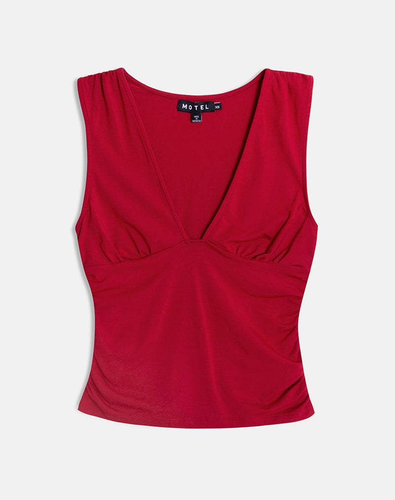 Lycia Plunge Top in Adrenaline Red