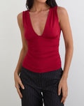 Lycia Plunge Top in Adrenaline Red