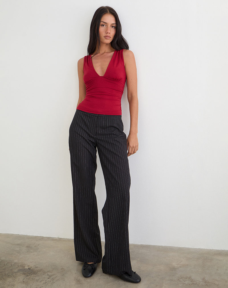 Lycia Plunge Top in Adrenaline Red