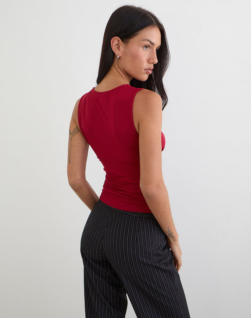 Lycia Plunge Top in Adrenaline Red