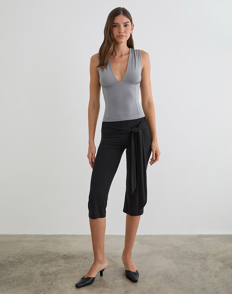 Lynod Plunge Top in Grey