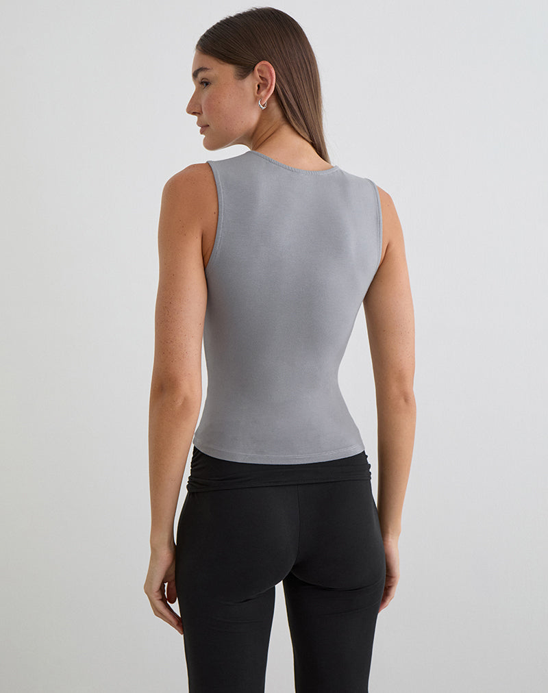 Lynod Plunge Top in Grey