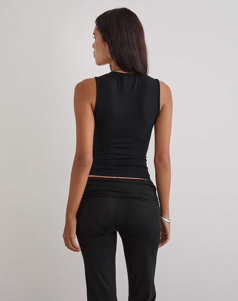 Lynod Plunge Top in Rayon Black