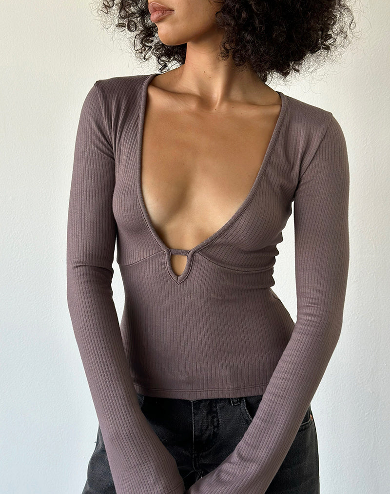 Mahkota Top in Thick Ribbed Coffee Quartz