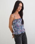 Maitra Cami Top in Chiffon Shadow Lily Blue
