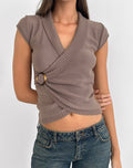 Malya Top with Buckle in Knit Taupe