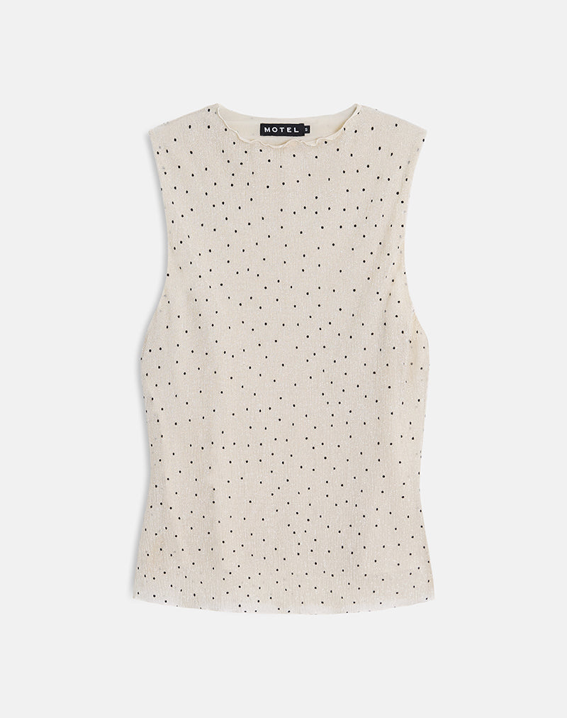 Marista Top in Cream Polka Mesh Plisse