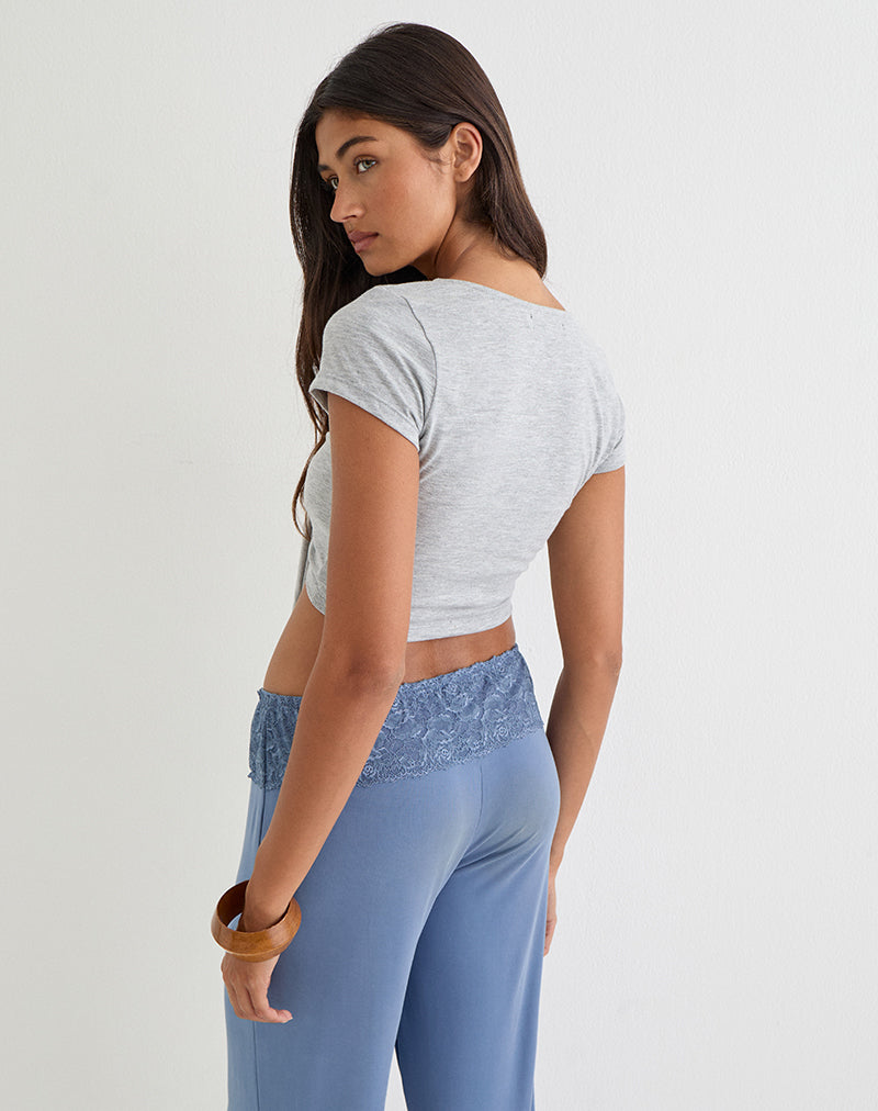 Marla Tie-Front Crop Top in Grey Marl