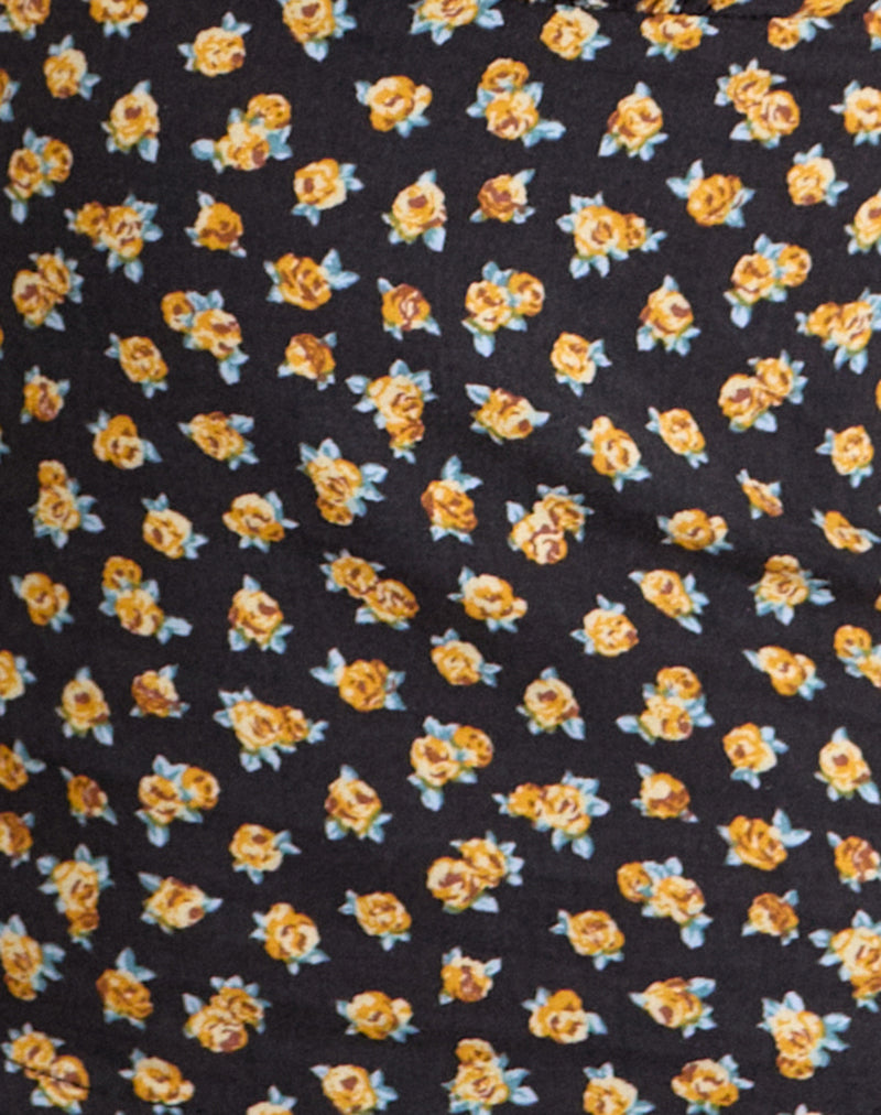 Marsina Halterneck Top in Ditsy Floral Bronze
