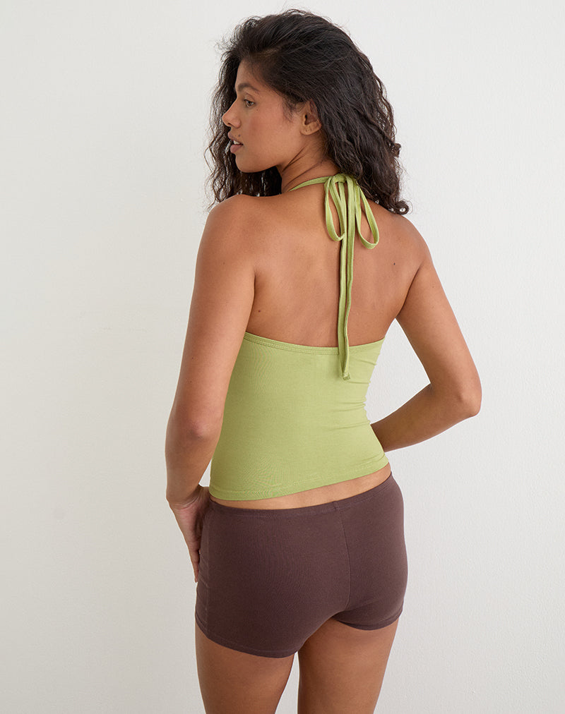 Mayoti Top in Rayon Jersey Apple Green with Studs