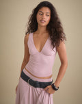 Melika Top in Cupro Dusty Pink with Rhinestones