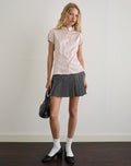 Meline Blouse in Satin Jacquard Pink