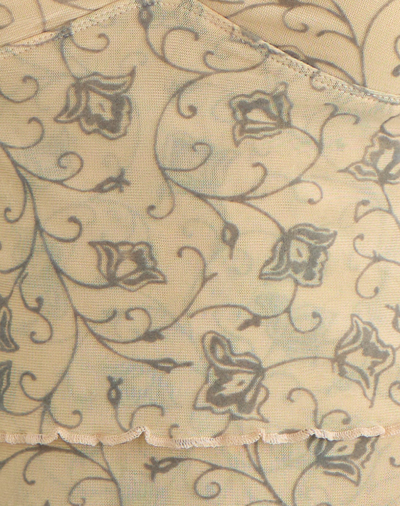 Merida Top in Winding Ivy Pale Yellow