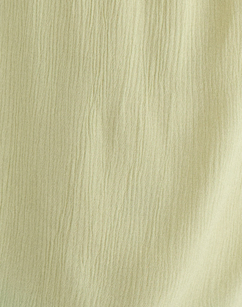 Merisso Scoop Neck Keyhole Top in Crinkle Pistachio