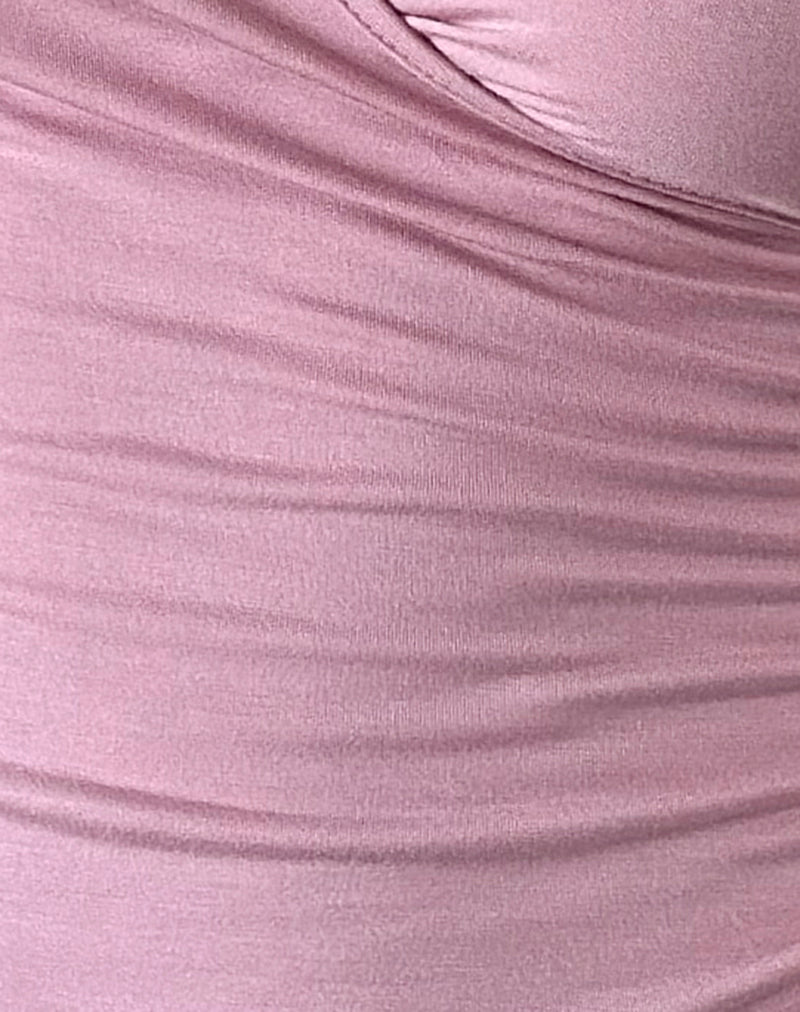 Migu Long Sleeve Crossover Top in Coral Blush