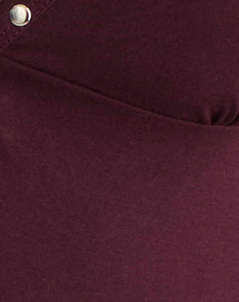 Mioto Keyhole Halterneck Top with Studs in Rayon Dark Plum