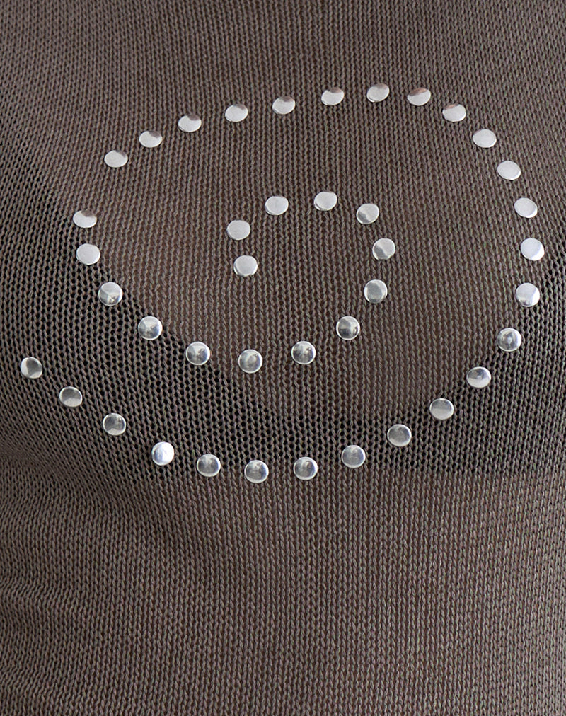 Miraya Top in Studded Sheer Knit Iron