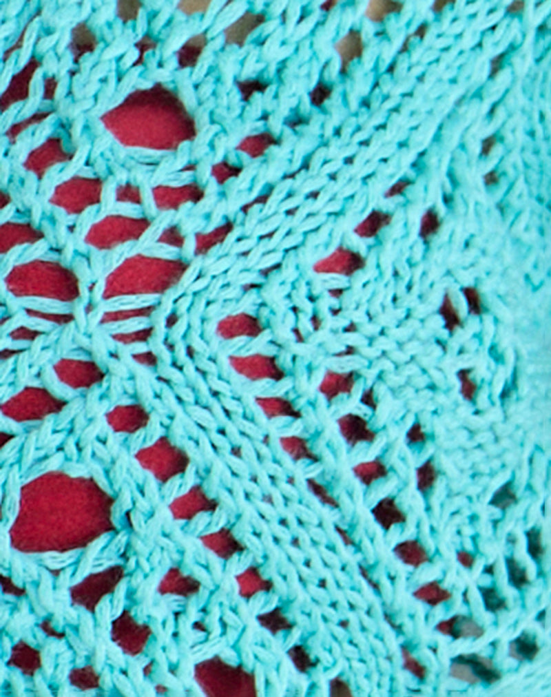 Mirea Shrug Top in Crochet Knit Aqua Sky
