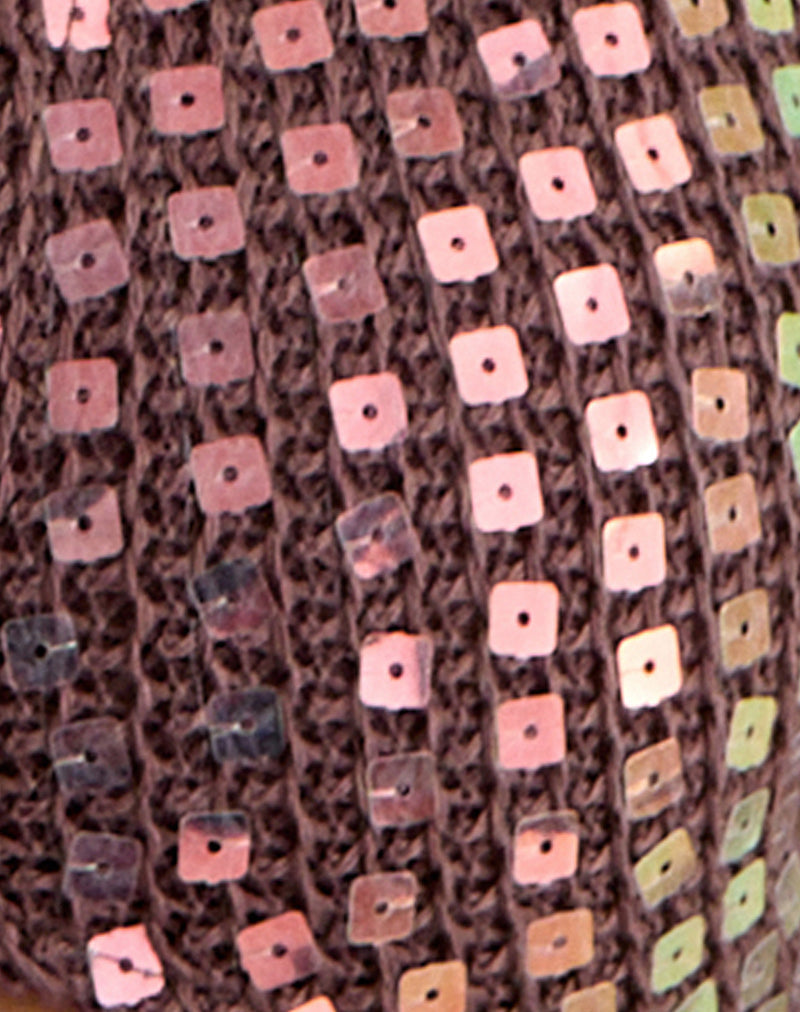 Mirea Shrug Top in Sequin Knit Dark Brown