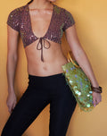Mirea Shrug Top in Sequin Knit Dark Brown