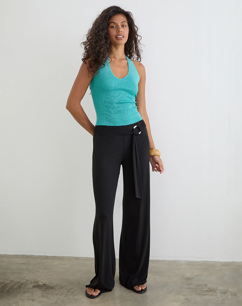 Mirelda Halterneck Top in Lurex Blue