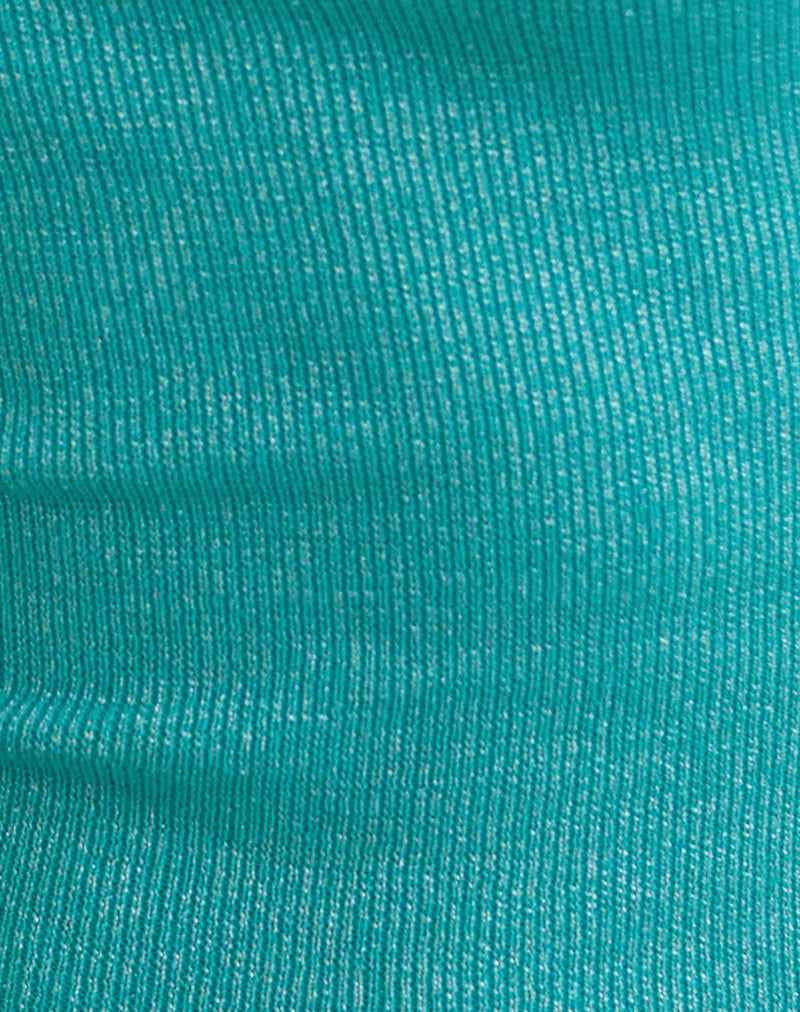 Mirelda Halterneck Top in Lurex Blue