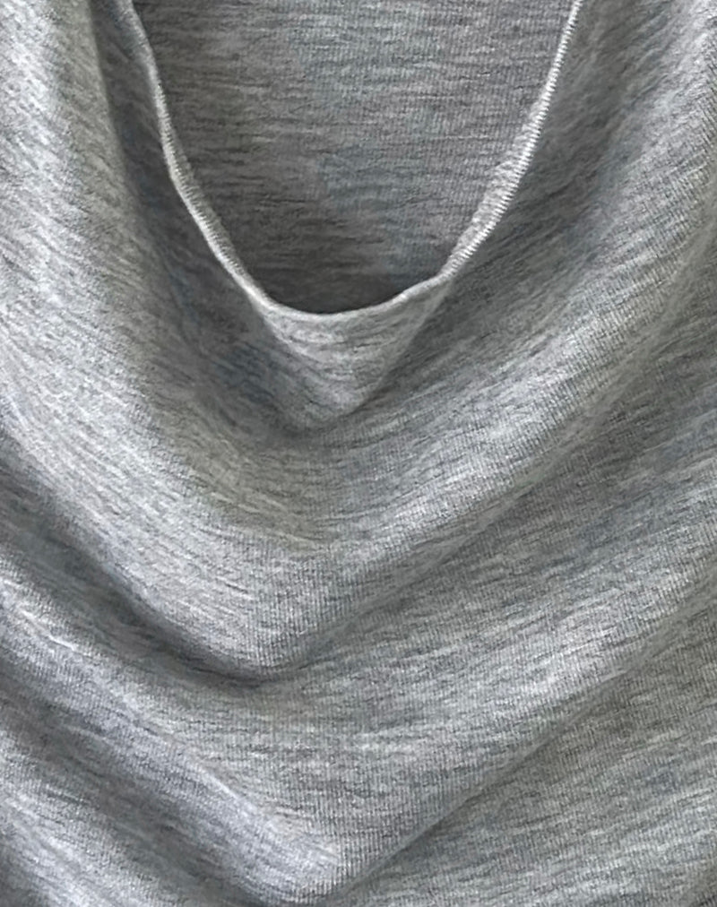 Miri Long Sleeve Cowl Halter Top in Jersey Grey