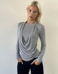 Miri Long Sleeve Cowl Halter Top in Jersey Grey