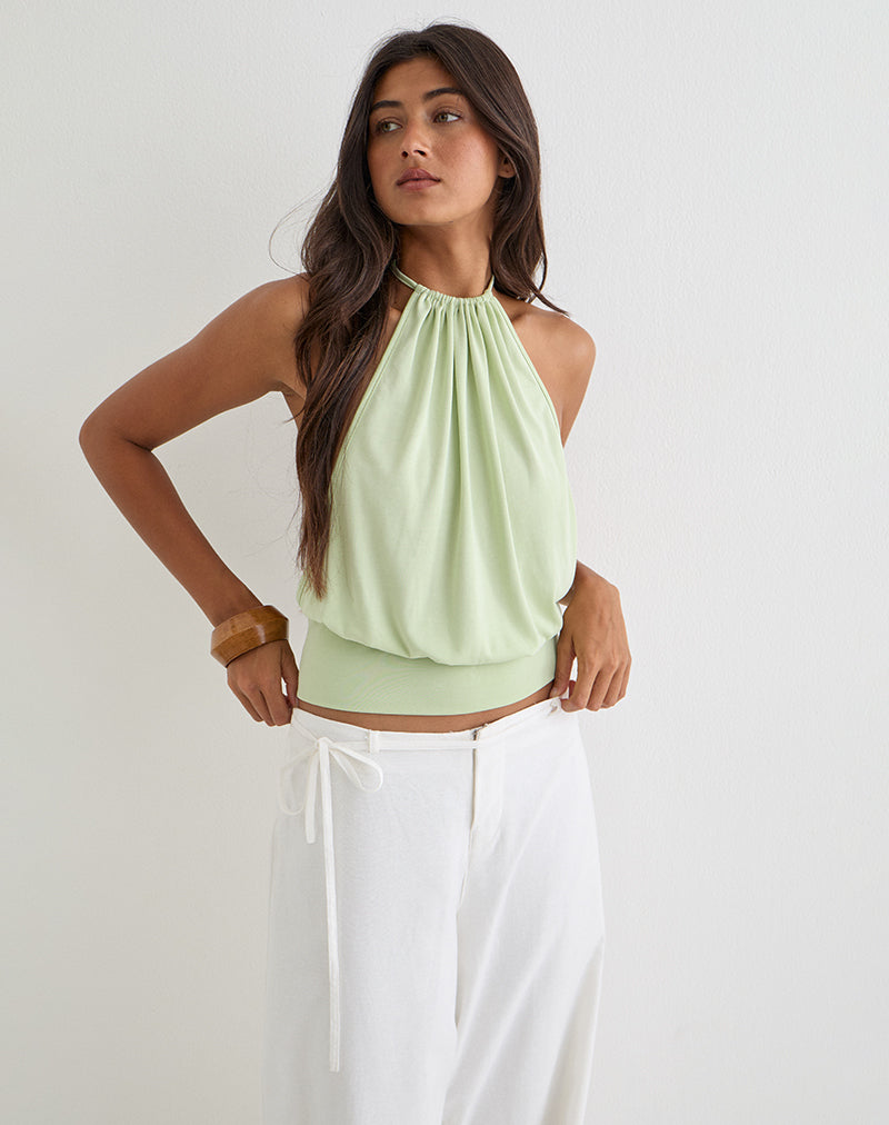 Miruna Halterneck Top in Pistachio