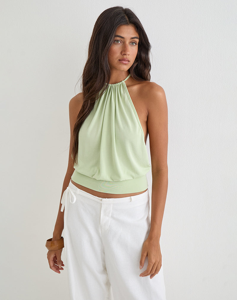 Miruna Halterneck Top in Pistachio