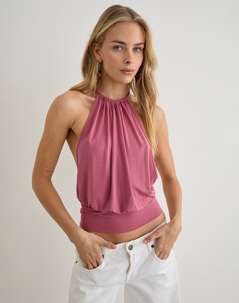 Miruna Halterneck Top in Raspberry