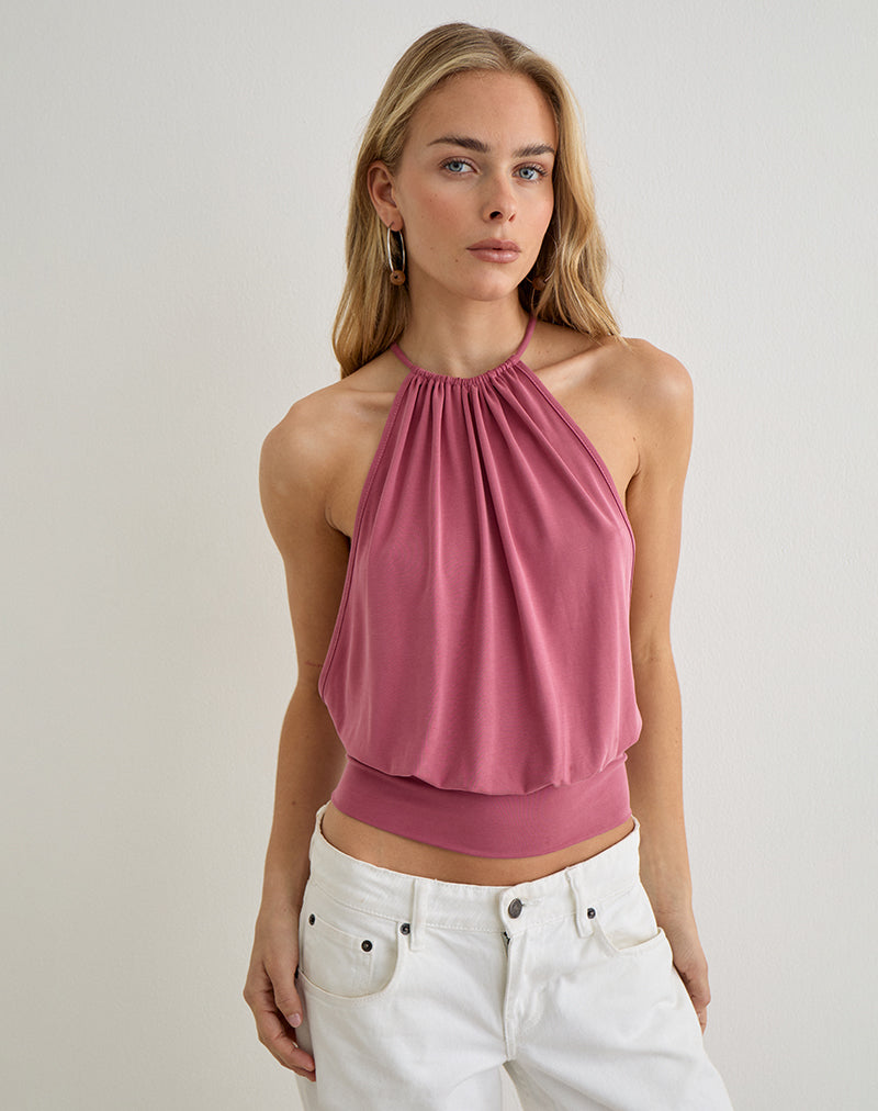 Miruna Halterneck Top in Raspberry