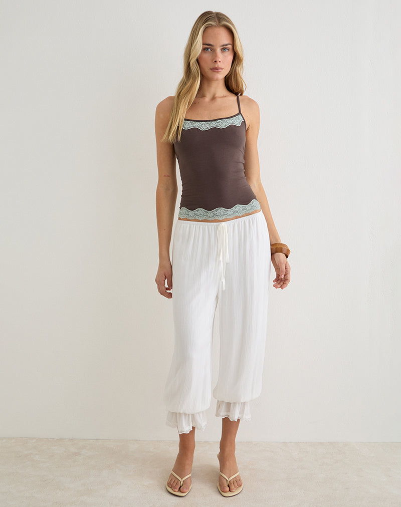 Mishti Cami Top with Lace Trim in Dark Brown