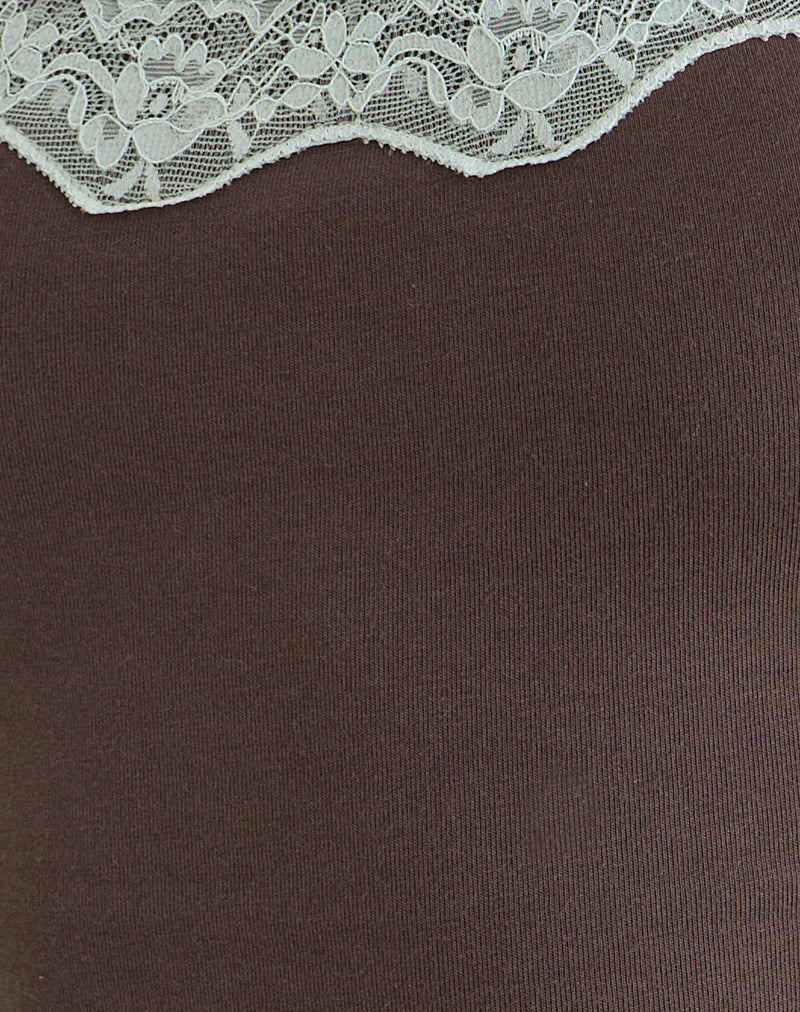 Mishti Cami Top with Lace Trim in Dark Brown
