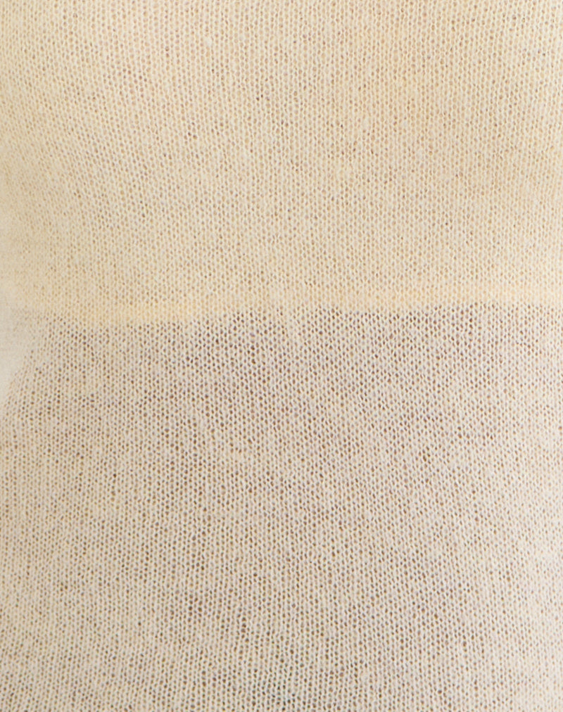 Misora Long Sleeve Top in Sheer Knit Lemon