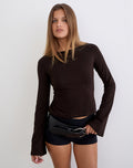Muzan Long Sleeve Top in Rayon Jersey Chocolate Brown