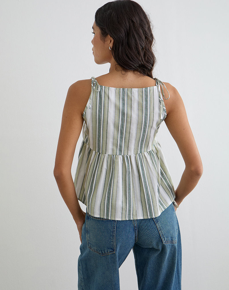 Myles Top in Sage Stripe