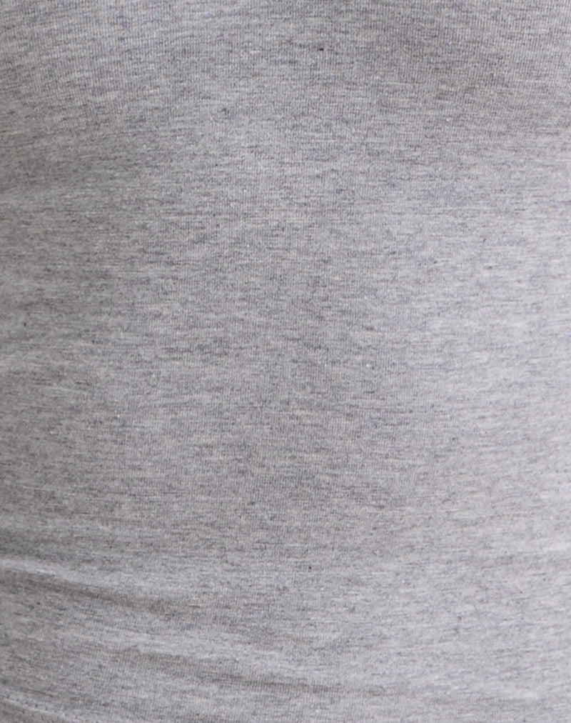 Myoga Studded Scoop Long Sleeve Top in Grey Marl