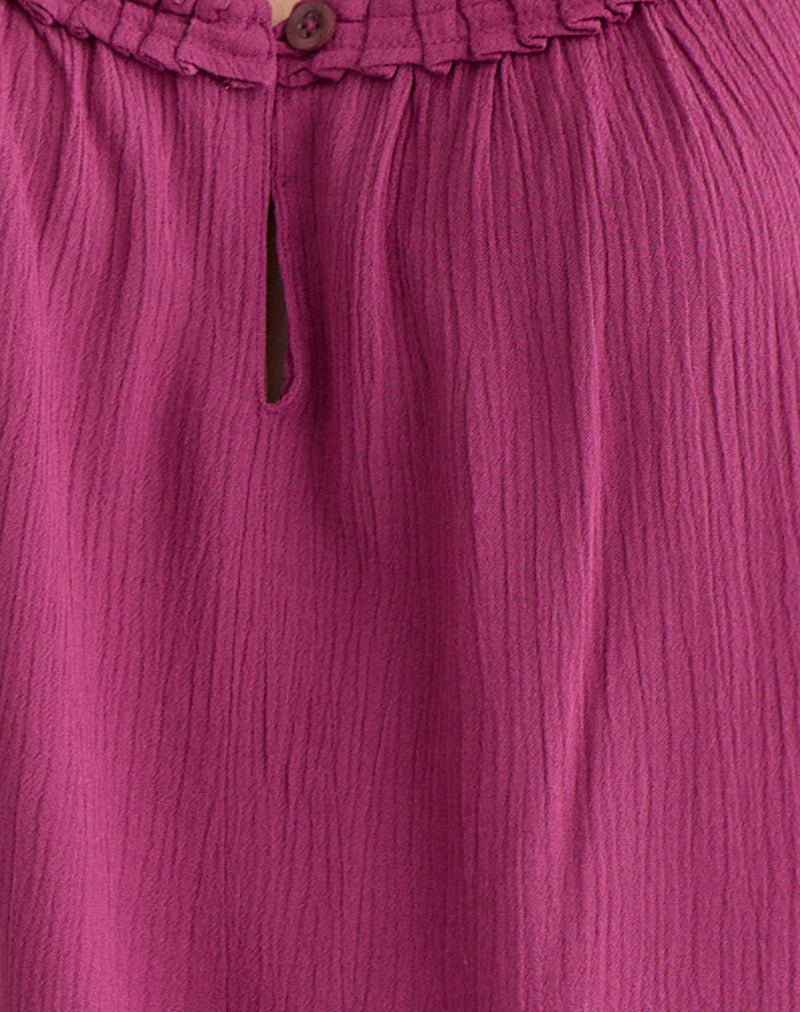 Merisso Scoop Neck Keyhole Top in Rose Burgundy