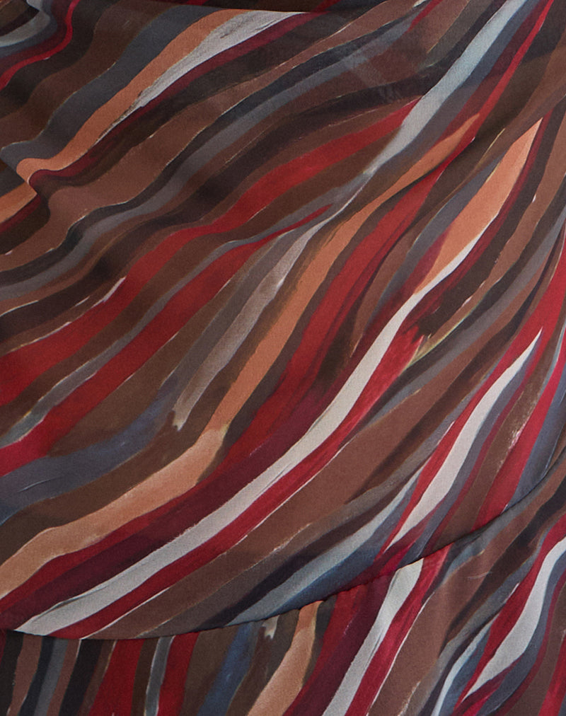 Nakiya Cowl Top in Chiffon 70's Shadow Stripe