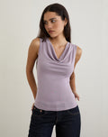 Nali Cowl Knot Top in Cupro Lavender