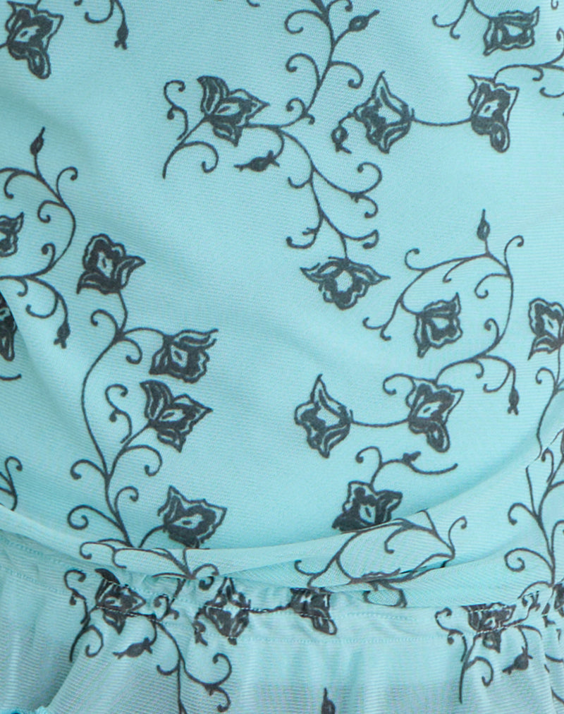 Nani Off Shoulder Top in Winding Ivy Blue