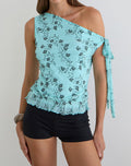 Nani Off Shoulder Top in Winding Ivy Blue