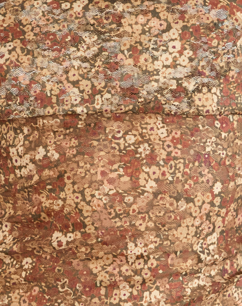 Nanila Top in Cluster Floral Brown