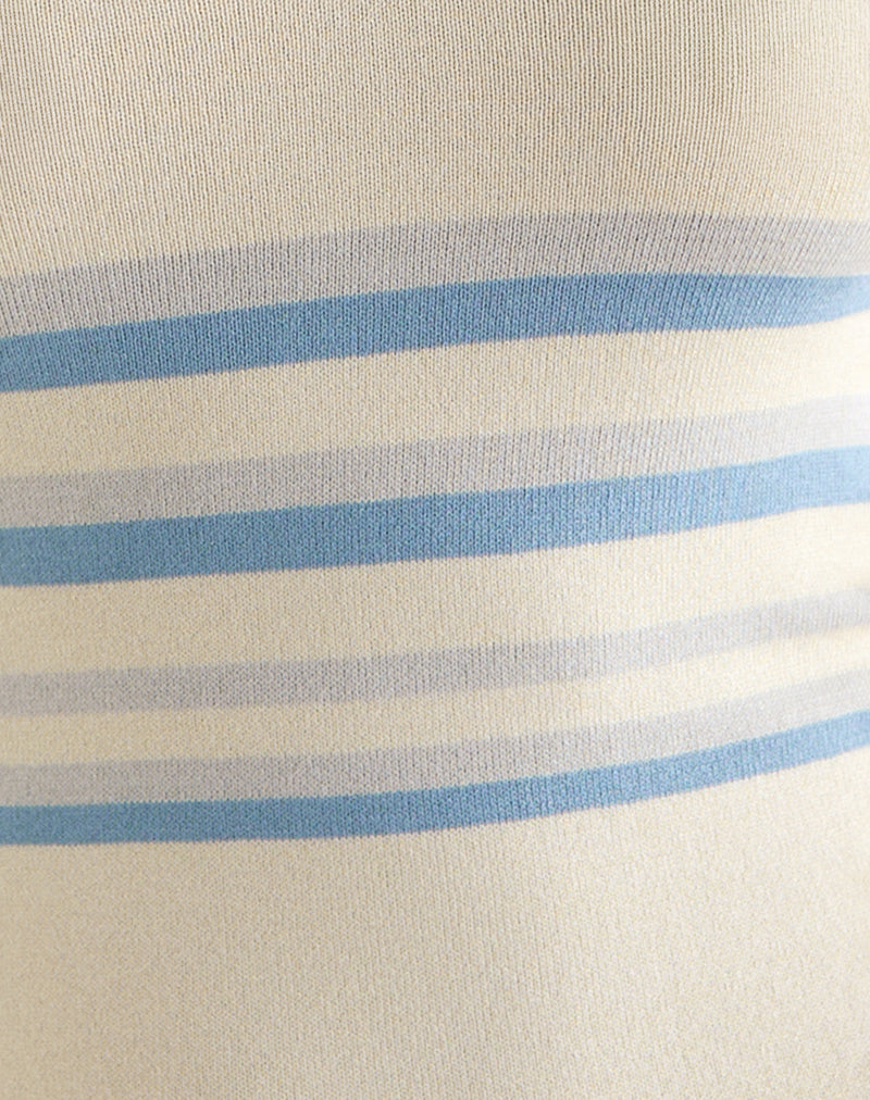 Natcha Vest Top in Cream with Blue and Grey Stripes