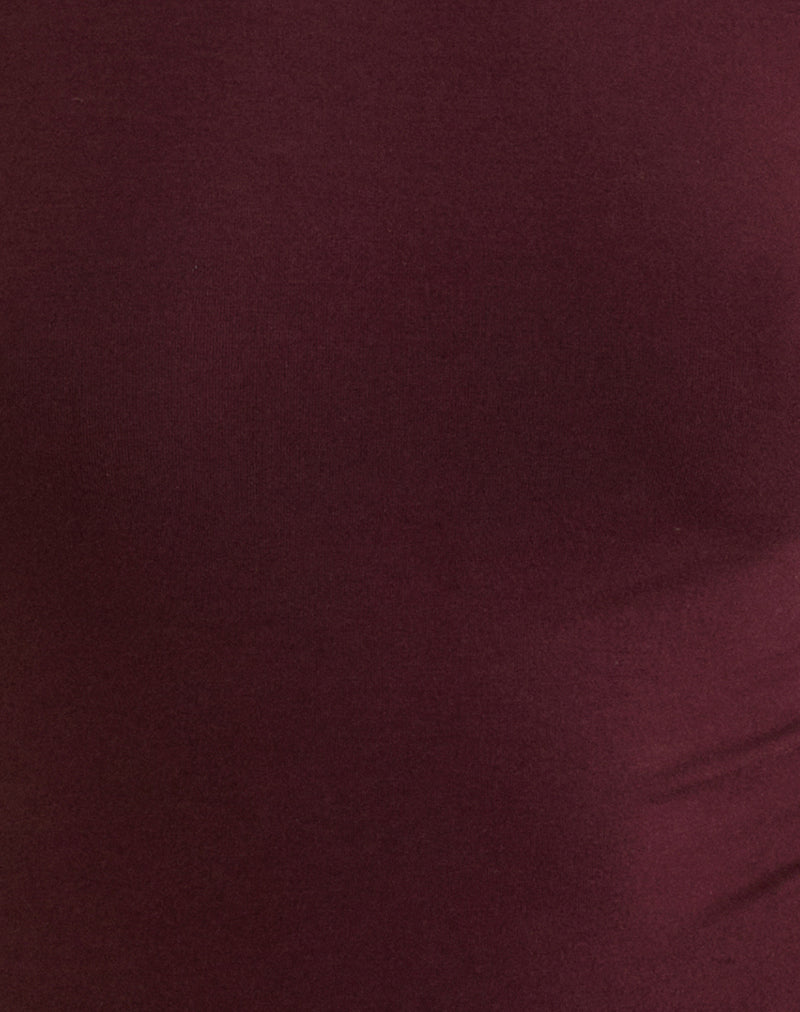 Nell High Neck Long Sleeve Top in Dark Plum