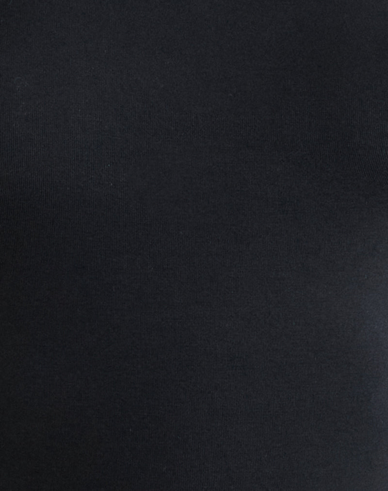 Nell High Neck Long Sleeve Top in Rayon Jersey Black
