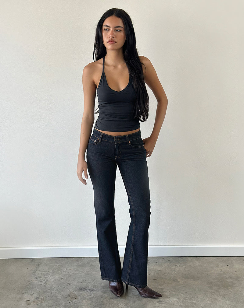 Nemue Plunge Racerback Top in Black