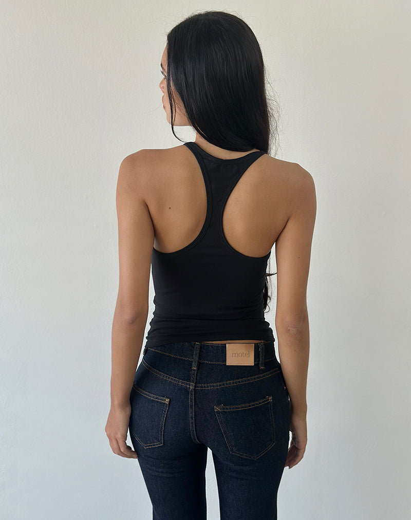 Nemue Plunge Racerback Top in Black