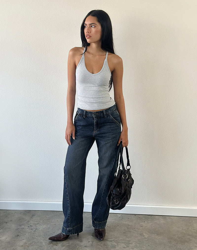 Nemue Plunge Racerback Top in Grey Marl